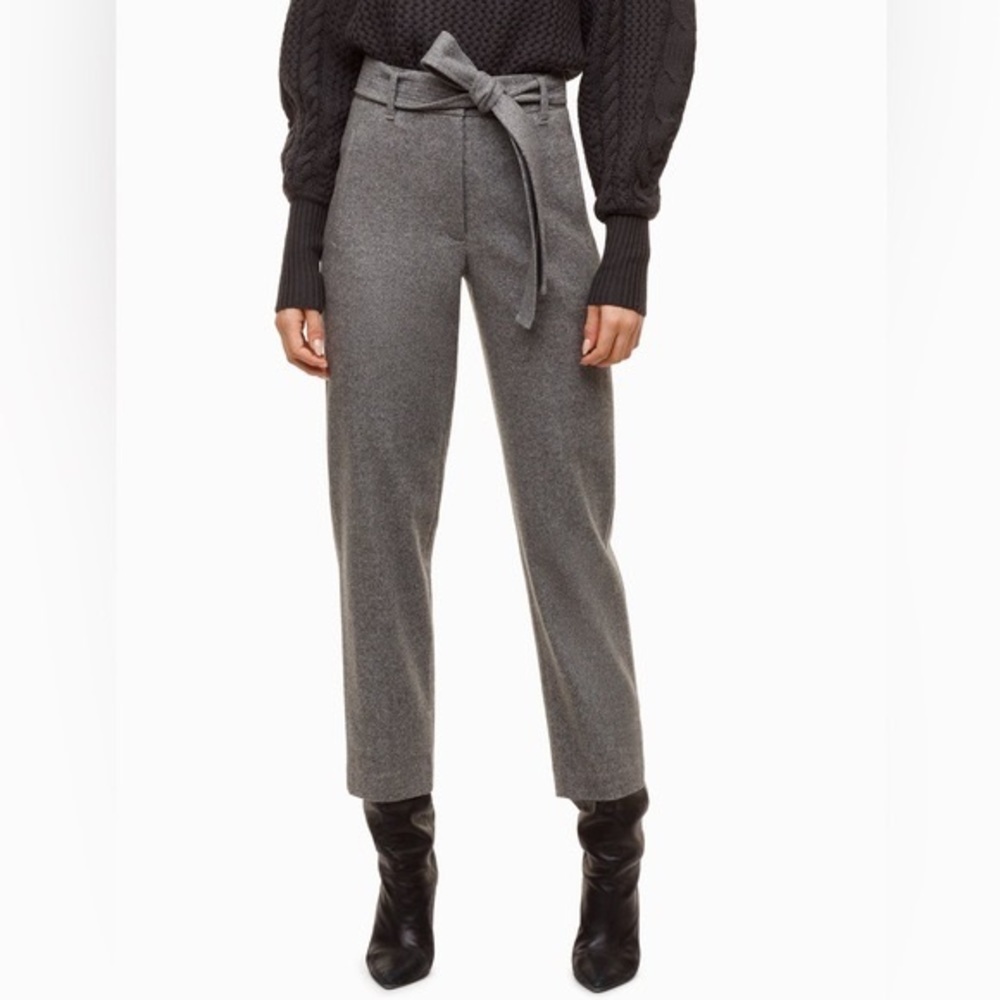 Aritzia Wilfred Tie-Front Wool Cashmere Blend High Waisted Trouser Pants 2